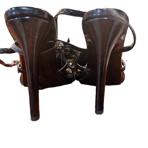 Azalea Wang Heels 6 Black Ankle Strap Feathers Stiletto whimsygoth Witchy NWOB - Picture 7 of 10